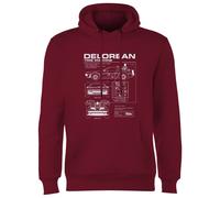 Back To The Future Delorean Schematic Hoodie - Burgundy | Size: Small Back To The Future Burgundy S