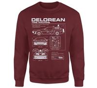 Back To The Future Delorean Schematic Sweatshirt - Burgundy | Size: Medium Back To The Future Burgundy M