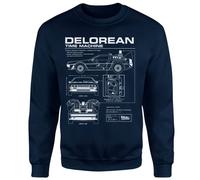 Back To The Future Delorean Schematic Sweatshirt - Navy | Size: XS Back To The Future Navy XS