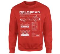 Back To The Future Delorean Schematic Sweatshirt - Red | Size: XS Back To The Future Red XS