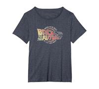 Back to The Future Distressed Roads Logo T-Shirt, Women's Plus, Heather Blue, 1X