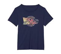 Back to The Future Distressed Roads Logo T-Shirt, Women's Plus, Navy Blue, 2X