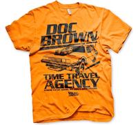 Back to the Future Doc Brown Time Travel Agency T-Shirt Orange