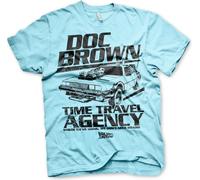 Back to the Future Doc Brown Time Travel Agency T-Shirt Skyblue