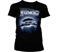 Back To The Future Flying Delorean Girly Tee Damen T-Shirt Black