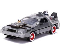 Jada DeLorean Brushed Metal Time Machine with Lights \Back to the Future Part III\" (1990) Movie \"Hollywood Rides\" Series 1/24 Diecast Model Car by