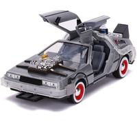 Jada DeLorean Brushed Metal Time Machine with Lights \Back to the Future Part III\" (1990) Movie \"Hollywood Rides\" Series 1/24 Diecast Model Car by
