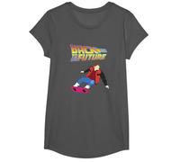 Back to The Future Low Poly Marty McFly T-Shirt, Girls, Asphalt Grey, Large