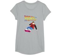 Back to The Future Low Poly Marty McFly T-Shirt, Girls, Heather Grey, Small