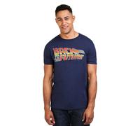 Back To The Future Men's Logo Cotton T-Shirt Navy | Size: Large Back To The Future Navy L