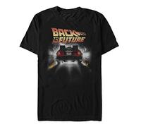 Back To The Future Men's Vintage Peelout Basic Solid Tee T-Shirt, Black, Large