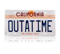 Back to the Future OUTATIME License Plate,Metal Stamped Replica with Four Fixing Holes,30cmx15cm(12inx6in) Back to the Future Registration Plates for Cars, Bars, Cafes, Restaurants,and Walls