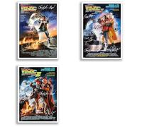 Back To The Future Part 1, 2 & 3 All Movie Film Posters Cast Signed A4 Poster Photo Print Framed Autograph Gift Michael J. Fox, Christopher Lloyd, Mary Steenburgen (Trilogy A4 poster Only)