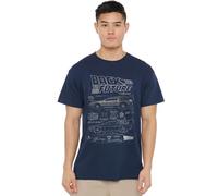 Back to The Future Schematic Unisex T Shirt, Navy, Medium