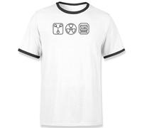 Back To The Future Symbols Embroidered Unisex Ringer T-Shirt - White/Black in White | Size: Medium Back To The Future White M