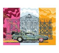 Back to the Future Trilogy Art Print - A3 Size - Limited to 995 - DeLorean & Town Hall Design - Hand Numbered - Certificate Included - 300gsm Textured Paper - Movie Collectible Decor