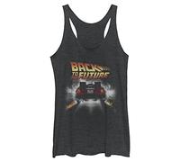 Back To The Future Vintage Peelout Women's Racerback Tank Top, Black Heather, X-Large