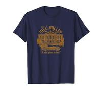 Back To The Future Visit Hill Valley A Nice Place To Live T-Shirt, Men, Navy Blue, Medium
