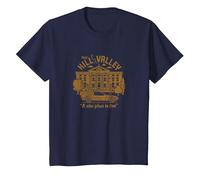 Back to The Future Visit Hill Valley A Nice Place to Live T-Shirt, Youth, Navy Blue, Large