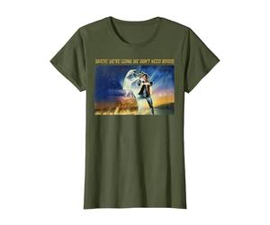 Back to The Future Where We're Going We Don't Need Roads T-Shirt, Women, Olive Green, X-Small