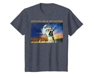 Back to The Future Where We're Going We Don't Need Roads T-Shirt, Youth, Heather Blue, Medium