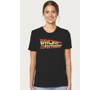 Back To The Future Women's Classic Logo Relaxed Fit T-Shirt in Black | Size: Large Back To The Future Black L