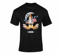 Back to The Moon 2026 Mens T-Shirt - Space Shuttle Launch Tee, Lunar Rocket Graphic, Astronaut Gift for Men, Space Lover Top for Birthdays Black XL Style 3