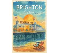 BACK TO VINTAGE Brighton Pier At Sunset - A4 Travel City Poster Wall Art Home Decor Art Print Featuring Iconic Landmarks and Global Destinations for Interiors Inspired by Culture and Exploration