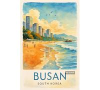 BACK TO VINTAGE Busan Beach And Cityscape - A4 Travel City Poster Wall Art Home Decor Art Print Featuring Iconic Landmarks and Global Destinations for Interiors Inspired by Culture and Exploration