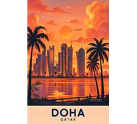 BACK TO VINTAGE Doha - A4 Travel City Poster Wall Art Home Decor Art Print Featuring Iconic Landmarks and Global Destinations for Interiors Inspired by Culture and Exploration