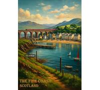 BACK TO VINTAGE Fife Coast Scotland by Rail - A4 Travel City Poster Wall Art Home Decor Art Print Featuring Iconic Landmarks and Global Destinations for Interiors Inspired by Culture and Exploration