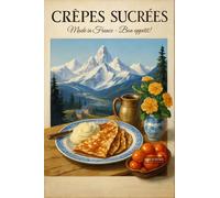 BACK TO VINTAGE French Advertisement Featuring Delicious Crepes - A4 Retro Culinary Poster Wall Art Home Decor Featuring Delicious Meals Coffee and Rustic Kitchen Interiors for Food Lovers and Chefs