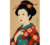 BACK TO VINTAGE Geisha - A5 A4 A3 Japanese Culture Poster Format with Traditional Motifs and Illustrations for Wall Decoration (A5 (210x148mm), High-resolution paper)