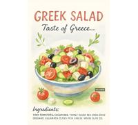 BACK TO VINTAGE GREEK SALAD - A5 A4 A3 Food and Drink Poster Wall Art Home Decor Featuring Delicious Desserts Coffee and Classic Culinary Inspiration for Kitchen Style