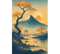 BACK TO VINTAGE Japanese Landscape - A5 A4 A3 Japanese Culture Poster Format with Traditional Motifs and Illustrations for Wall Decoration (A3 (420x297mm), High-resolution paper)