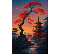 BACK TO VINTAGE Japanese Landscape - A5 A4 A3 Japanese Culture Poster Format with Traditional Motifs and Illustrations for Wall Decoration (A4 (297x210mm), High-resolution paper)