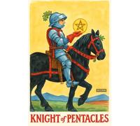 BACK TO VINTAGE KNIGHT of PENTACLES - A5 A4 A3 Tarot Card and Zodiac Sign Poster Wall Art Home Decor Featuring Mystical Astrology and Esoteric Symbols for Spiritual Spaces
