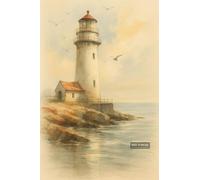 BACK TO VINTAGE Lighthouse On Rocky Shore Under Pastel Hued Sky - A4 Poster Lighthouse Art Print Wall Art Home Decor Coastal Scene Illustration with Ocean View for Calm and Nautical Interior Style