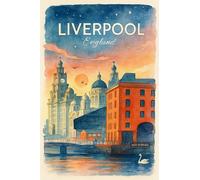 BACK TO VINTAGE Liverpool at Twilight - A4 Travel City Poster Wall Art Home Decor Art Print Featuring Iconic Landmarks and Global Destinations for Interiors Inspired by Culture and Exploration