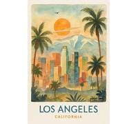 BACK TO VINTAGE Los Angeles Cityscape - A4 Travel City Poster Wall Art Home Decor Art Print Featuring Iconic Landmarks and Global Destinations for Interiors Inspired by Culture and Exploration