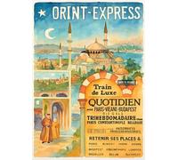 BACK TO VINTAGE Orient Express Travel - A4 Travel City Poster Wall Art Home Decor Art Print with Iconic Landmarks and Global Views for Culture Inspired