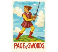 BACK TO VINTAGE PAGE Of SWORDS - A5 A4 A3 Tarot Card and Zodiac Sign Poster Wall Art Home Decor Featuring Mystical Astrology and Esoteric Symbols for Spiritual Spaces