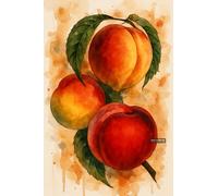 BACK TO VINTAGE Peaches - A5 A4 A3 Fruit and Vegetable Poster Wall Art Featuring Colorful Produce Illustration for Kitchen or Dining Decor (A5 (210x148mm), High-resolution paper)