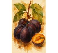 BACK TO VINTAGE Plums - A5 A4 A3 Fruit and Vegetable Poster Wall Art Featuring Colorful Produce Illustration for Kitchen or Dining Decor (A5 (210x148mm), High-resolution paper)