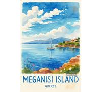 BACK TO VINTAGE Serene Meganisi Island Landscape - A4 Travel City Poster Wall Art Home Decor Art Print with Iconic Landmarks and Global Views for Culture Inspired
