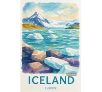 BACK TO VINTAGE Serene Watercolor Illustration of an Icelandic Landscape - A4 Travel City Poster Wall Art Home Decor Art Print with Iconic Landmarks and Global Views for Culture Inspired