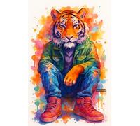 BACK TO VINTAGE Stylish Tiger - A5 A4 A3 Graffiti Poster Wall Art Featuring Colorful Street Art Design for Decorative Display in Home or Office (A3 (420x297mm), High-resolution paper)