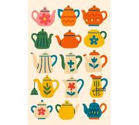 BACK TO VINTAGE Teapots - A5 A4 A3 Food and Drink Poster Wall Art Home Decor Featuring Delicious Desserts Coffee and Classic Culinary Inspiration for Kitchen Style