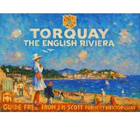BACK TO VINTAGE Torquay The English Riviera Holiday - A4 Travel City Poster Wall Art Home Decor Art Print with Iconic Landmarks and Global Views for Culture Inspired