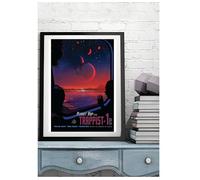 BACK TO VINTAGE Trappist-1e - Space Art Poster A4 Format Featuring Starry Sky and Planetary Motifs in Bold Design for Creative Wall Spaces or Space Exploration Enthusiasts